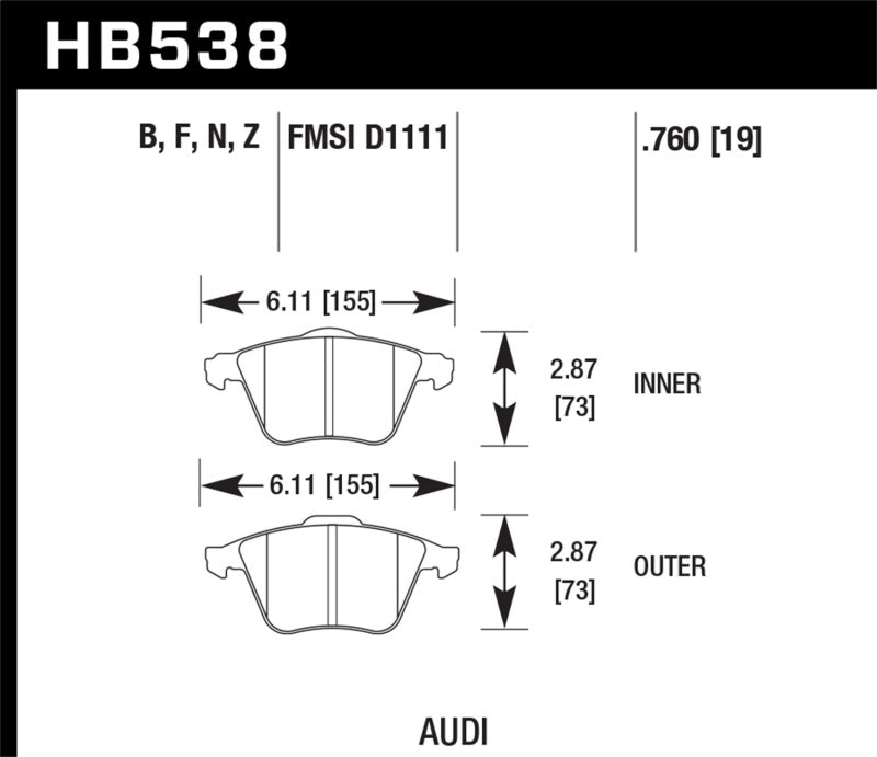 Hawk Plaquettes de frein avant pour Audi A4 Cabriolet HPS 5.0 2009-2009