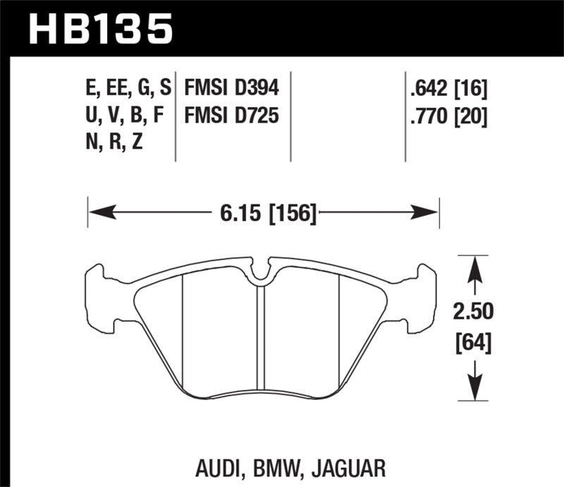 Hawk HB135G.760 91-93 BMW M5/95-02 DTC-60 Race Front Brake Pads