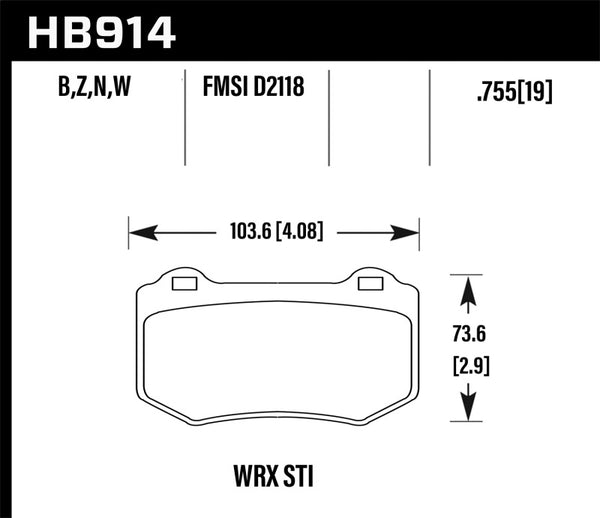 Hawk Plaquettes de frein arrière Subaru WRX STI HPS 5.0 2018