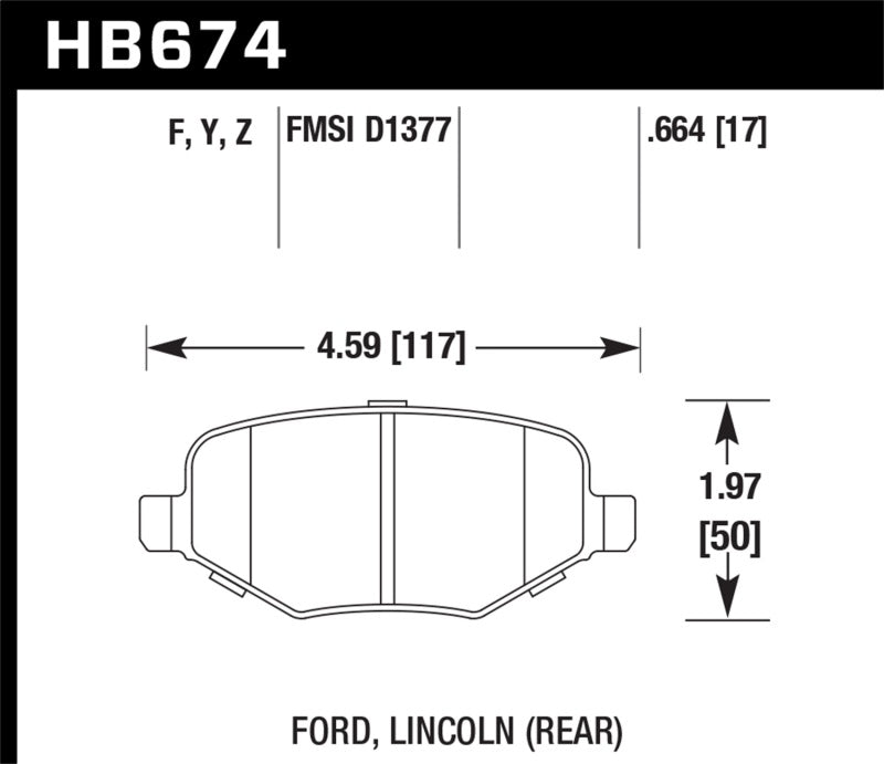 Plaquettes de frein arrière Hawk Ford Edge/Explorer/Flex/Taurus/Lincoln MKS/MKT/MKX HPS