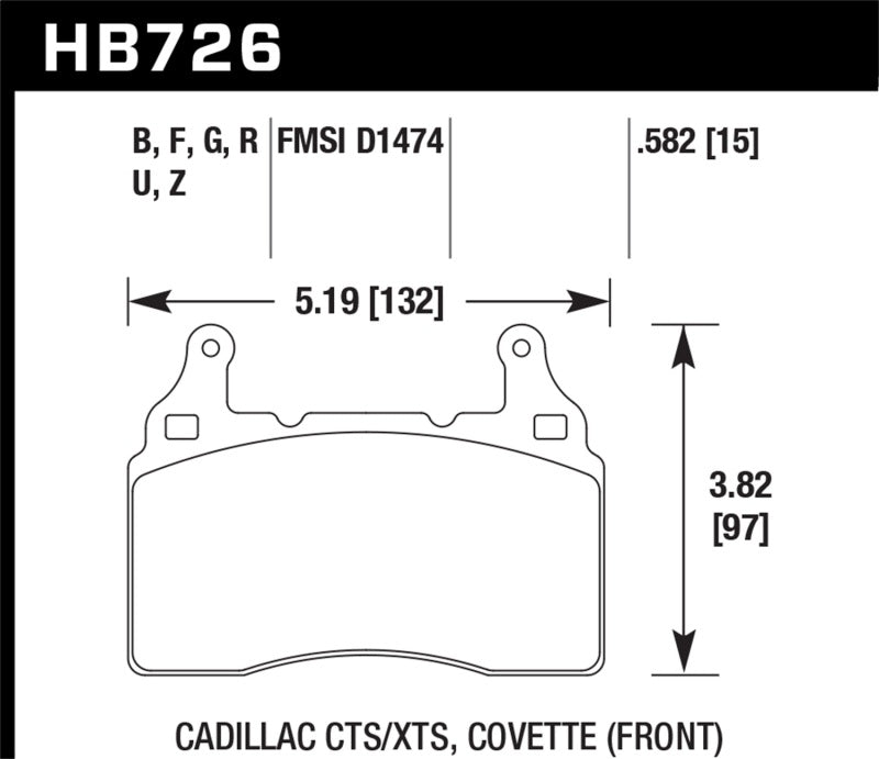 Hawk Plaquettes de frein avant Chevrolet Corvette DTC-70 2014