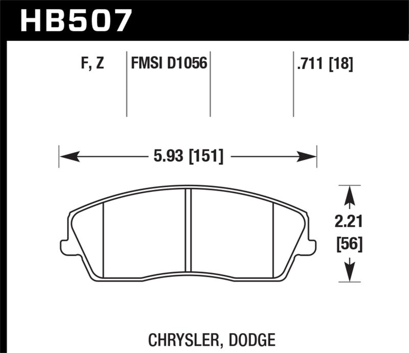 Hawk 09-10 Dodge Challenger SE/06-10 Charger SE/05-10 Chrysler 300 HPS Street Plaquettes de frein avant