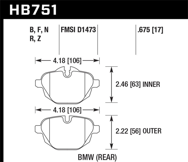 Hawk 2015 BMW 428i Gran Coupé / 11-16 535i / 11-16 X3/X4 HPS 5.0 Plaquettes de frein arrière