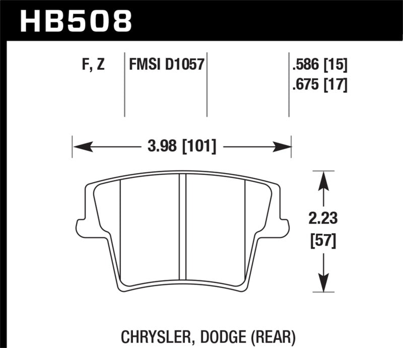 Hawk HB508B.586 05-14 Chrysler 300 HPS 5.0 Rear Brake Pads